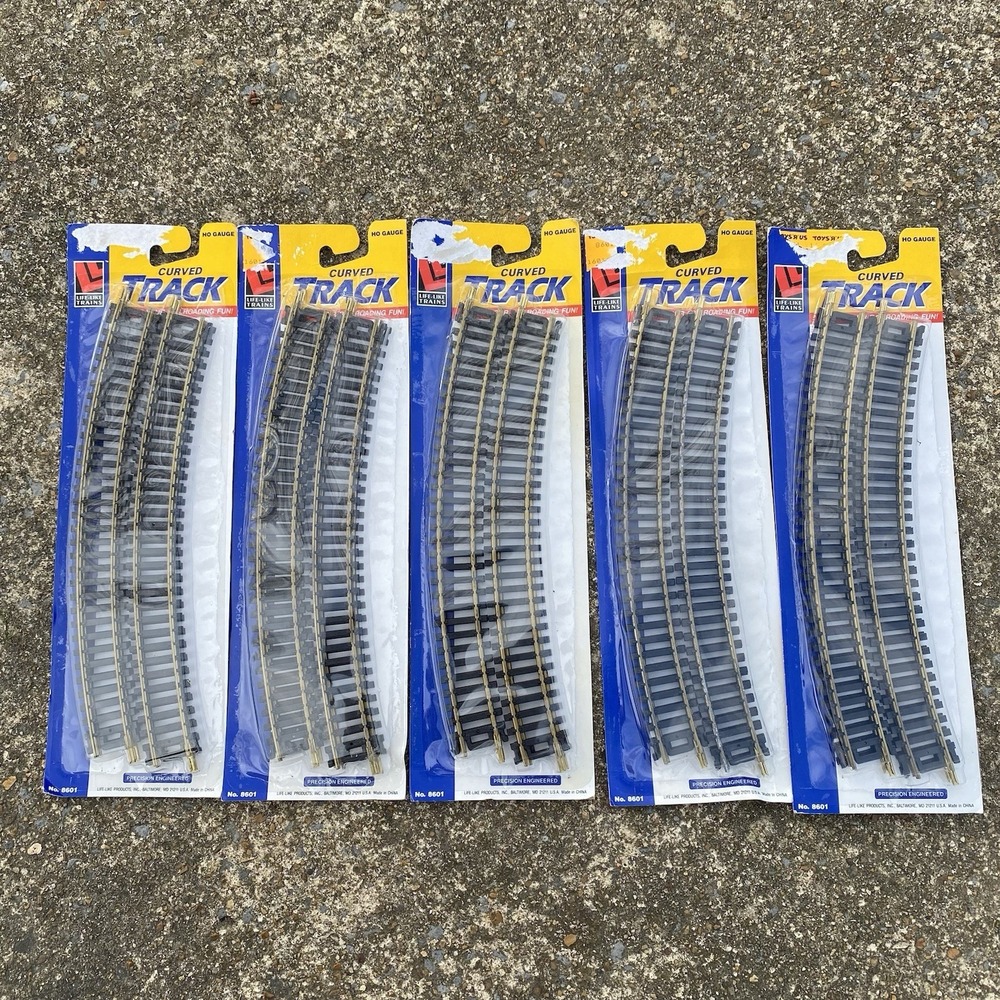 Lot Of 10 HO Scale‎ Life-Like Vintage 9" Curved Track #8601 Brass Train Rails #A